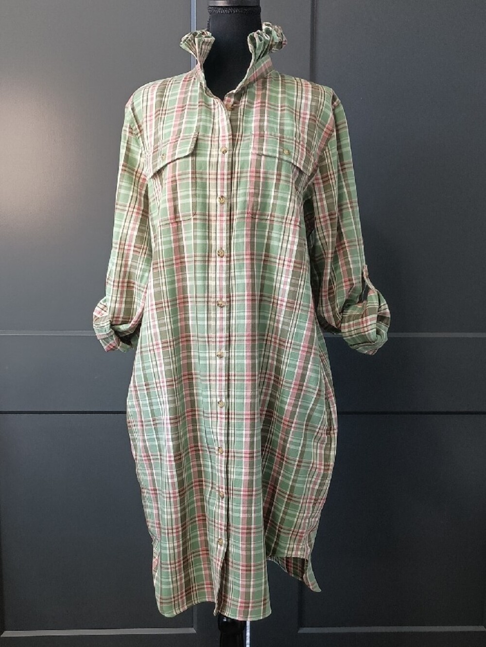 Upcycled Women's Ralph Lauren Ruffle Collar Dress #161